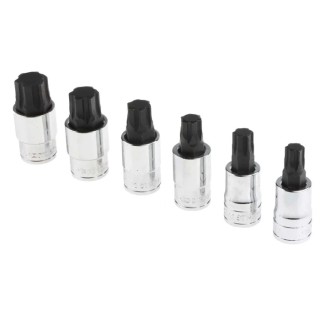 Facom Square Screwdriver Bit Set 6 Pieces Steel 60mm Overall Length Drive Size 1/2 in OGV Grip STM.J6MGRPPB