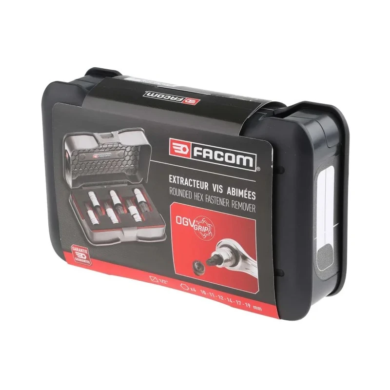Facom Square Screwdriver Bit Set 6 Pieces Steel 60mm Overall Length Drive Size 1/2 in OGV Grip STM.J6MGRPPB