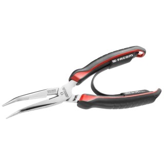 Facom Round Nose Plier with Bi-Material Ergonomic Grip, Chrome Finish, 40° Nose Angle, 200mm Overall Length 183A.20CPE