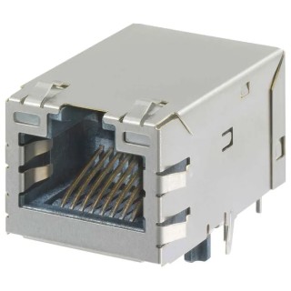 Molex 93755 Series RJ45 Connector Female, Panel Mount Shielded Right Angle 2 Port 8 Way RJ45