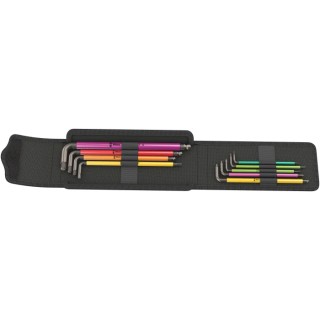 Wera 9 Piece L Metric Hex Key Set, Hex Size 2 to 8 mm, Stainless Steel, Long Arm, Hex Ball End 05004173001