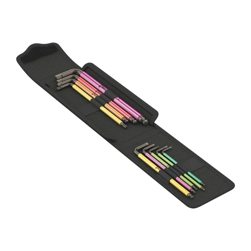 Wera 9 Piece L Metric Hex Key Set, Hex Size 2 to 8 mm, Stainless Steel, Long Arm, Hex Ball End 05004173001