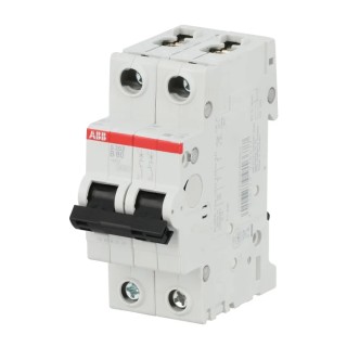 ABB System Pro M Compact S200 Miniature Circuit Breaker 2-Pole 80A Type B 400V AC 6 kA Breaking 2CDS252001R0805 S202-B80 6kA