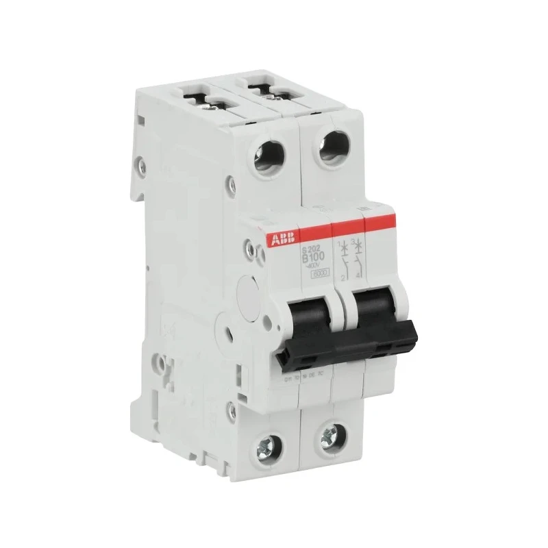 ABB System Pro M Compact S200 Miniature Circuit Breaker, 2-Pole, 100A, Type B, 400V AC, 6 kA 2CDS252001R0825 S202-B100 6kA