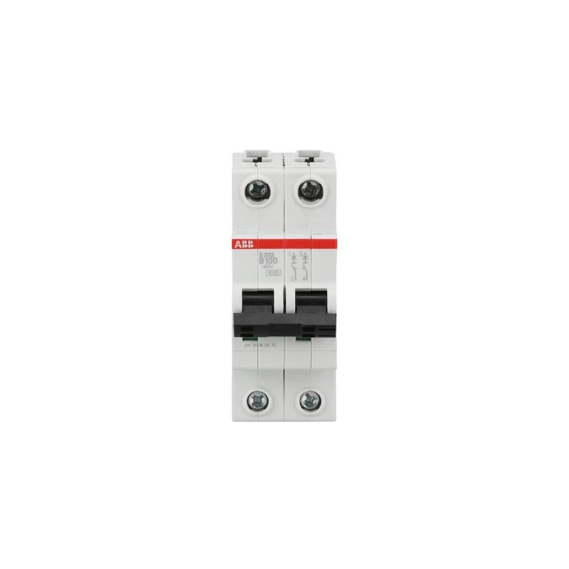 ABB System Pro M Compact S200 Miniature Circuit Breaker, 2-Pole, 100A, Type B, 400V AC, 6 kA 2CDS252001R0825 S202-B100 6kA