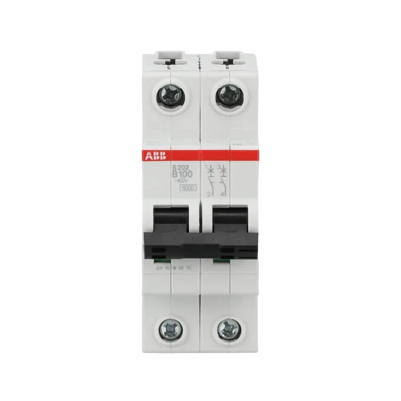 ABB System Pro M Compact S200 Miniature Circuit Breaker, 2-Pole, 100A, Type B, 400V AC, 6 kA 2CDS252001R0825 S202-B100 6kA