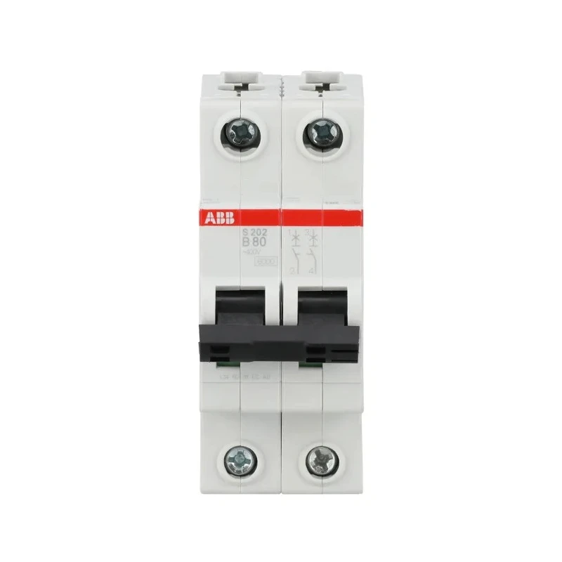 ABB System Pro M Compact S200 Miniature Circuit Breaker 2-Pole 80A Type B 400V AC 6 kA Breaking 2CDS252001R0805 S202-B80 6kA