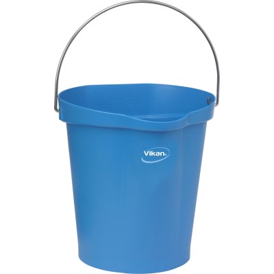 Vikan 12L Polypropylene Hygiene Bucket with Stainless Steel Handle Blue 56863