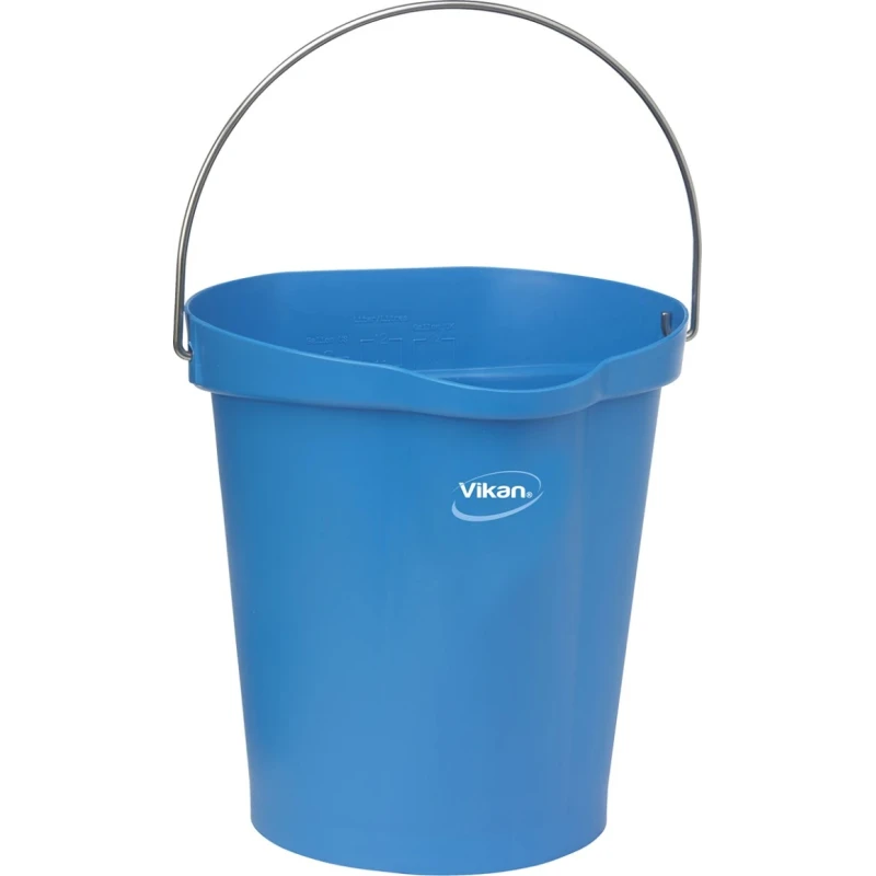Vikan 12L Polypropylene Hygiene Bucket with Stainless Steel Handle Blue 56863
