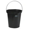 Vikan 12L Round Plastic Black Bucket with Handle, Polypropylene, 325x330x330mm 56869