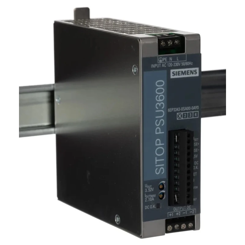 Siemens SITOP PSU3600 Switched Mode DIN Rail Power Supply 264V AC/DC Input 52V DC, 10A Output, 120W PSU3600