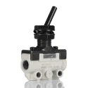 SMC Toggle Lever Pneumatic Manual Control Valve , NPT Rc R 1/8, 1 Mpa Pressure, Zinc Die Cast Alloy Body, VM100 VM130-01-08A