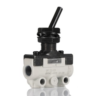SMC Toggle Lever Pneumatic Manual Control Valve , NPT Rc R 1/8, 1 Mpa Pressure, Zinc Die Cast Alloy Body, VM100 VM130-01-08A