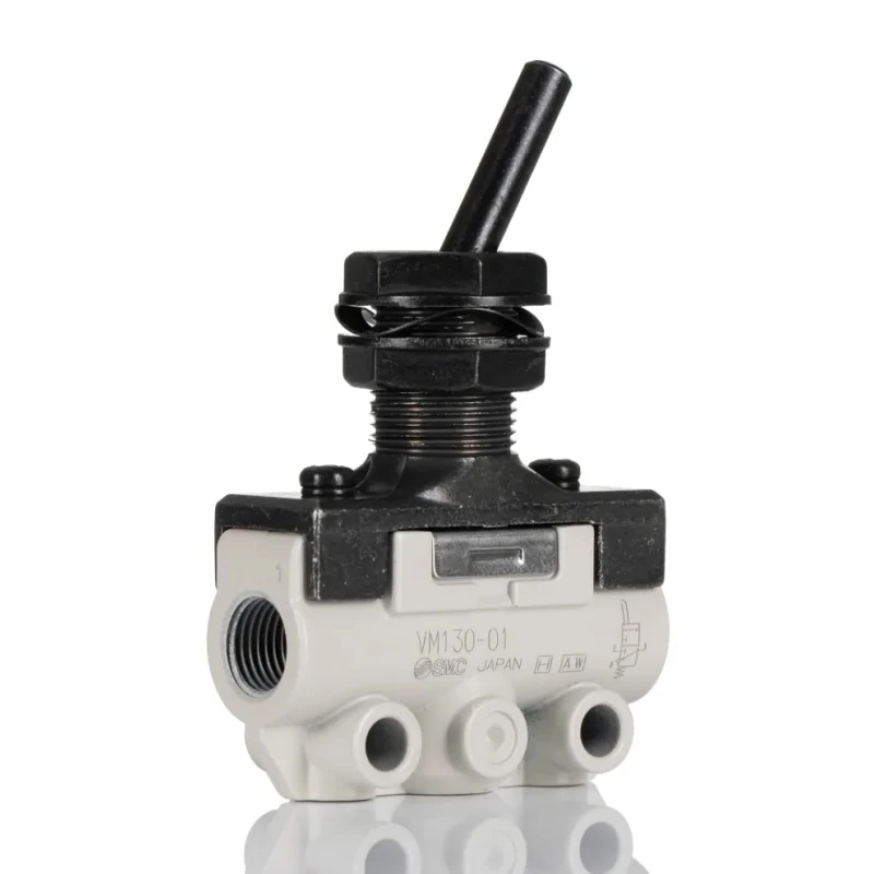 SMC Toggle Lever Pneumatic Manual Control Valve , NPT Rc R 1/8, 1 Mpa Pressure, Zinc Die Cast Alloy Body, VM100 VM130-01-08A