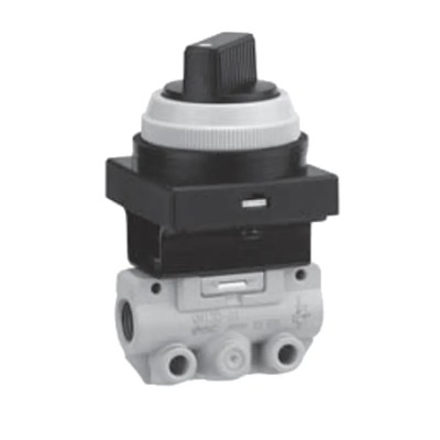 SMC Push Pull Mechanical Valve VM100 Series, NPT Rc Thread R 1/8, 3/2 Way, 1 Mpa, Zinc Die Cast Alloy Body 