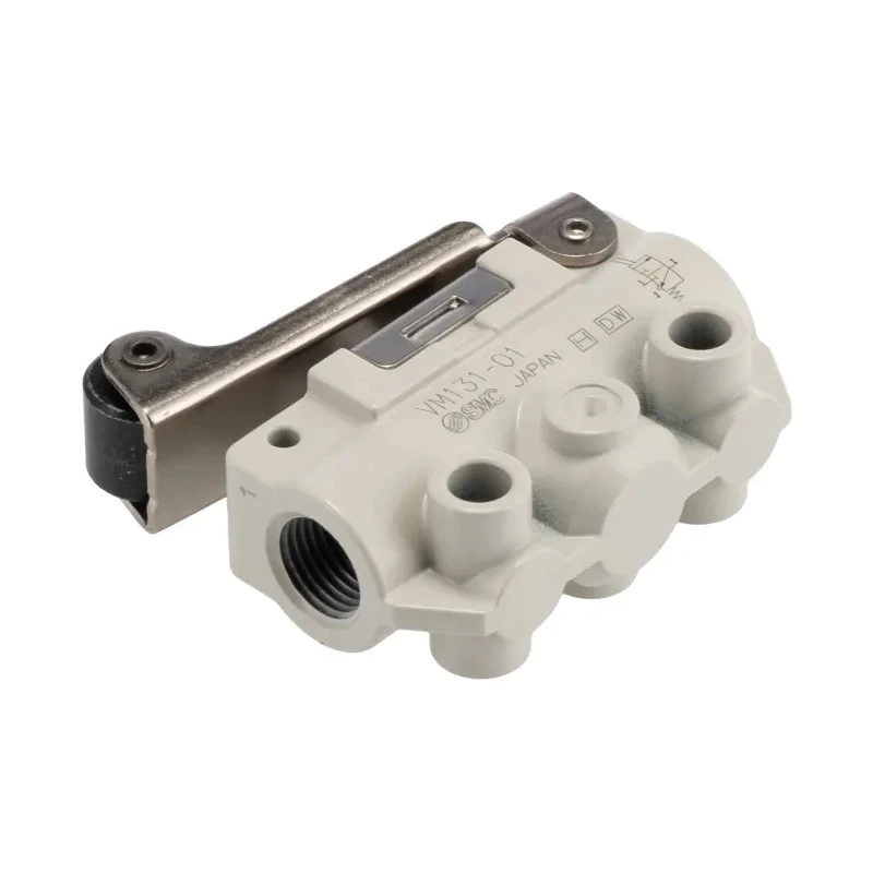 SMC Roller Lever Mechanical Valve 3/2 Way, Zinc Die Cast Alloy Body, Rc and NPT R 1/8 Port Size, 1 Mpa Pressure VM100