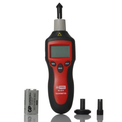 RS PRO High Accuracy Tachometer LCD Display ±0.05% + 1 digit Contact and Non-Contact RPM Meter 9 V Battery 193-8688