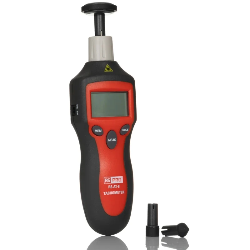 RS PRO High Accuracy Tachometer LCD Display ±0.05% + 1 digit Contact and Non-Contact RPM Meter 9 V Battery 193-8688