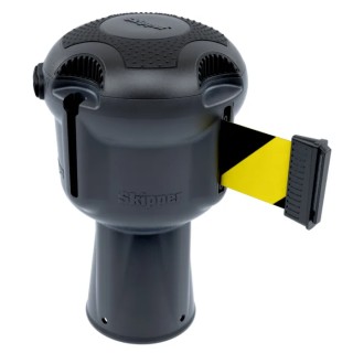 Skipper Silver Retractable Safety Barrier with Black and Yellow Tape, 9 m Length, 240 mm Height, 145 mm Width Skipper01-S B/Y