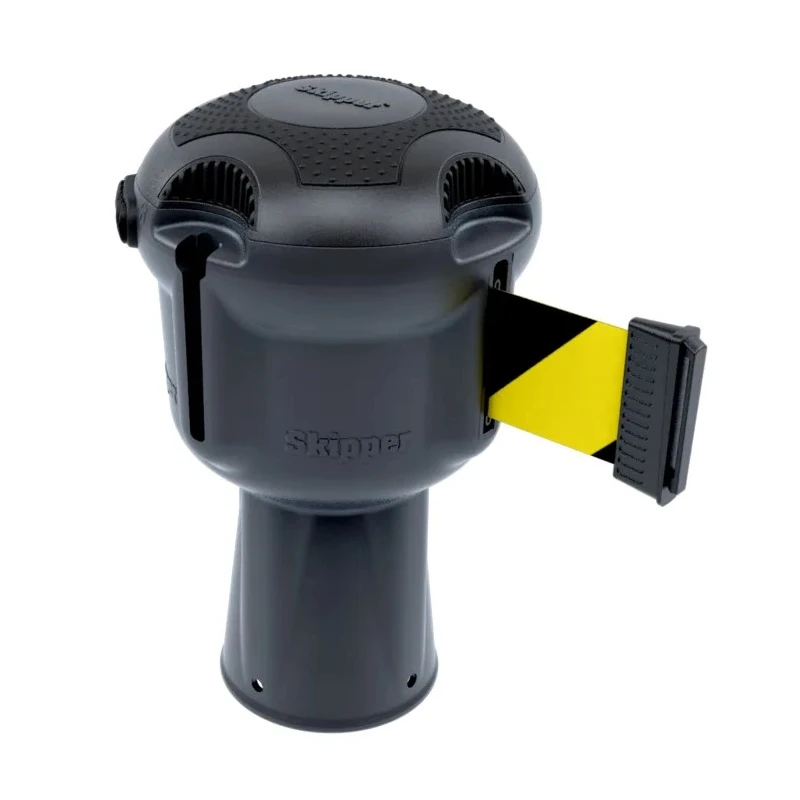 Skipper Silver Retractable Safety Barrier with Black and Yellow Tape, 9 m Length, 240 mm Height, 145 mm Width Skipper01-S B/Y
