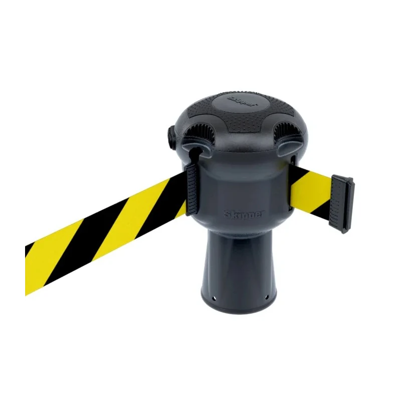 Skipper Silver Retractable Safety Barrier with Black and Yellow Tape, 9 m Length, 240 mm Height, 145 mm Width Skipper01-S B/Y