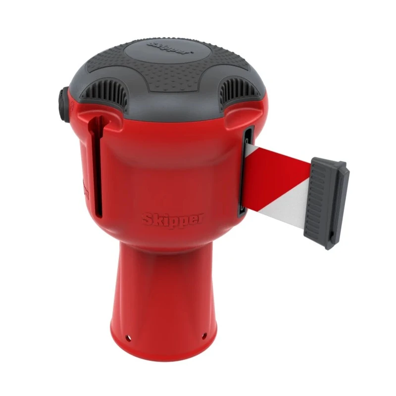 Skipper Red Safety Barrier Retractable Barrier with Red and White Tape, 9 m Length Skipper01-R R/W