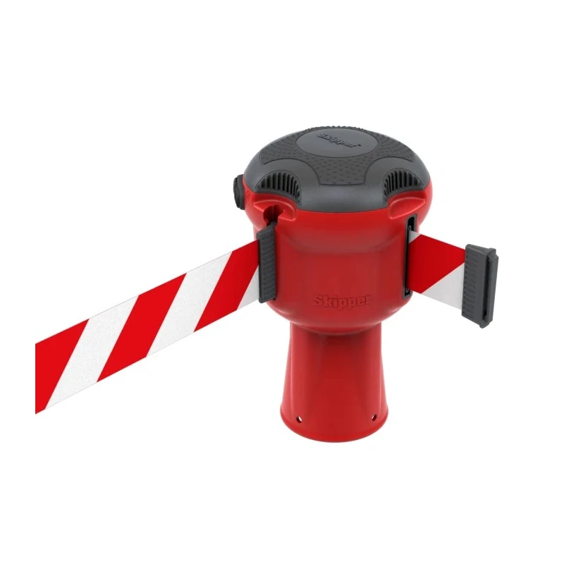 Skipper Red Safety Barrier Retractable Barrier with Red and White Tape, 9 m Length Skipper01-R R/W