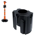 Skipper Black Safety Barrier Post Base & Collar, Black, 194mm Length, 185mm Height Post04