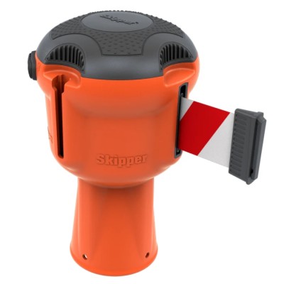 Skipper Orange Retractable Safety Barrier with White and Red Polyester Tape, 9 m Length Skipper01-O R/W