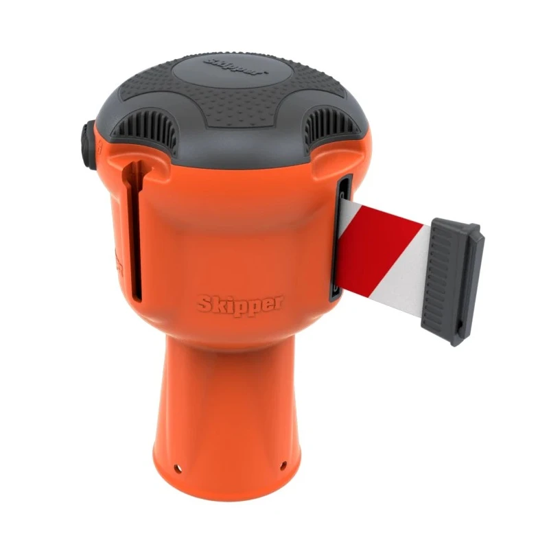 Skipper Orange Retractable Safety Barrier with White and Red Polyester Tape, 9 m Length Skipper01-O R/W