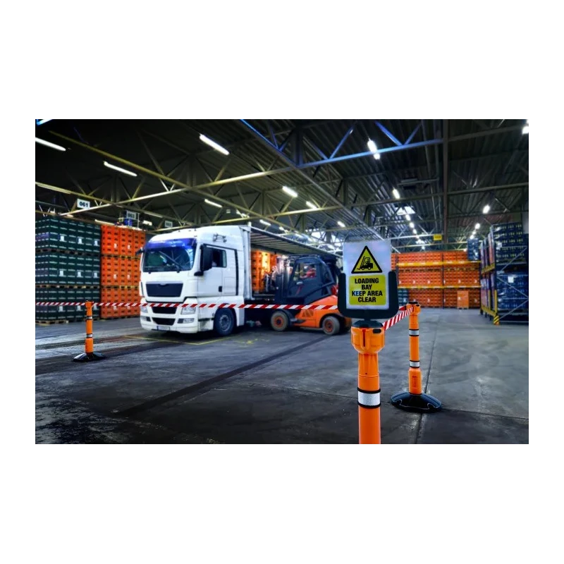 Skipper Orange Retractable Safety Barrier with White and Red Polyester Tape, 9 m Length Skipper01-O R/W