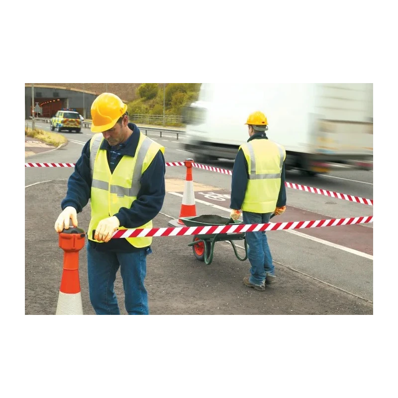 Skipper Orange Retractable Safety Barrier with White and Red Polyester Tape, 9 m Length Skipper01-O R/W