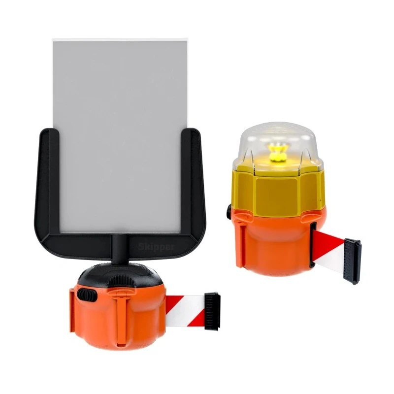 Skipper Retractable Safety Barrier Orange with Red and White Tape 9m XS01-O R/W