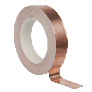 3M Non-Conductive Metallic Tape Dead Soft Copper Foil Backing Acrylic Adhesive 12mm x 33m 130°C Maximum Operating T119412