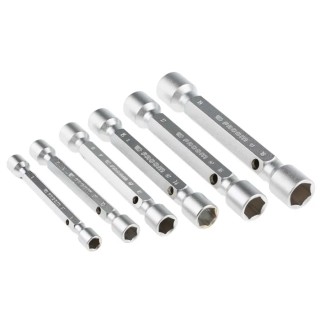 Facom 12 Piece 6-Point Double-Ended Nut Driver Set, Steel Satin Chrome Finish 97.JE6