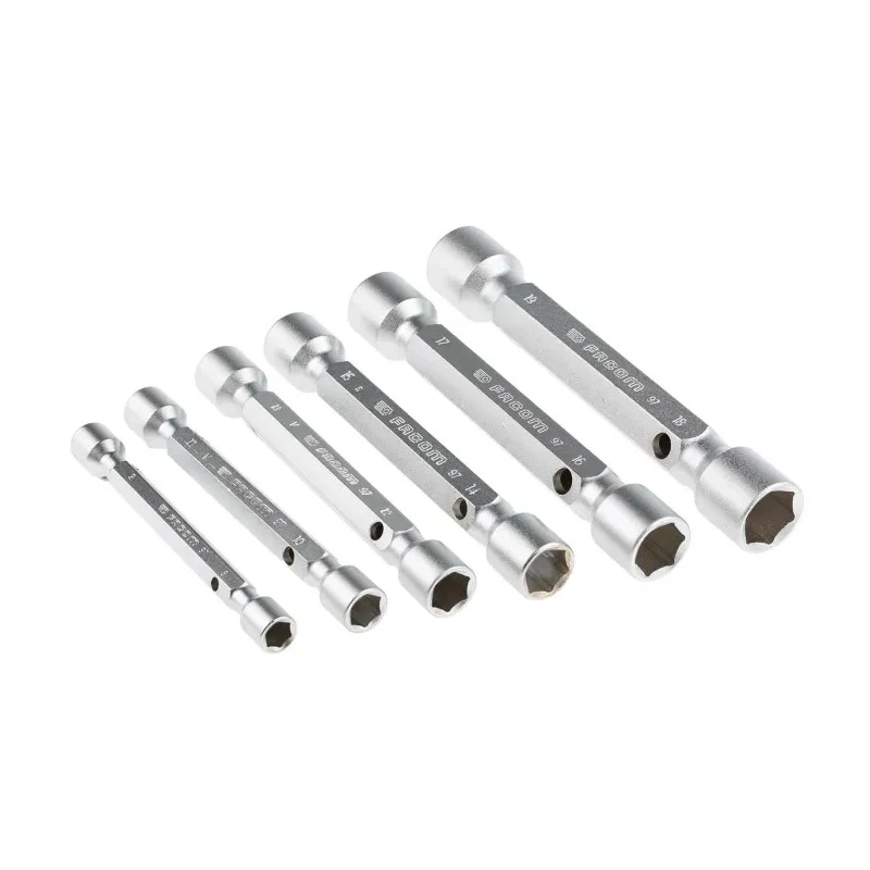 Facom 12 Piece 6-Point Double-Ended Nut Driver Set, Steel Satin Chrome Finish 97.JE6