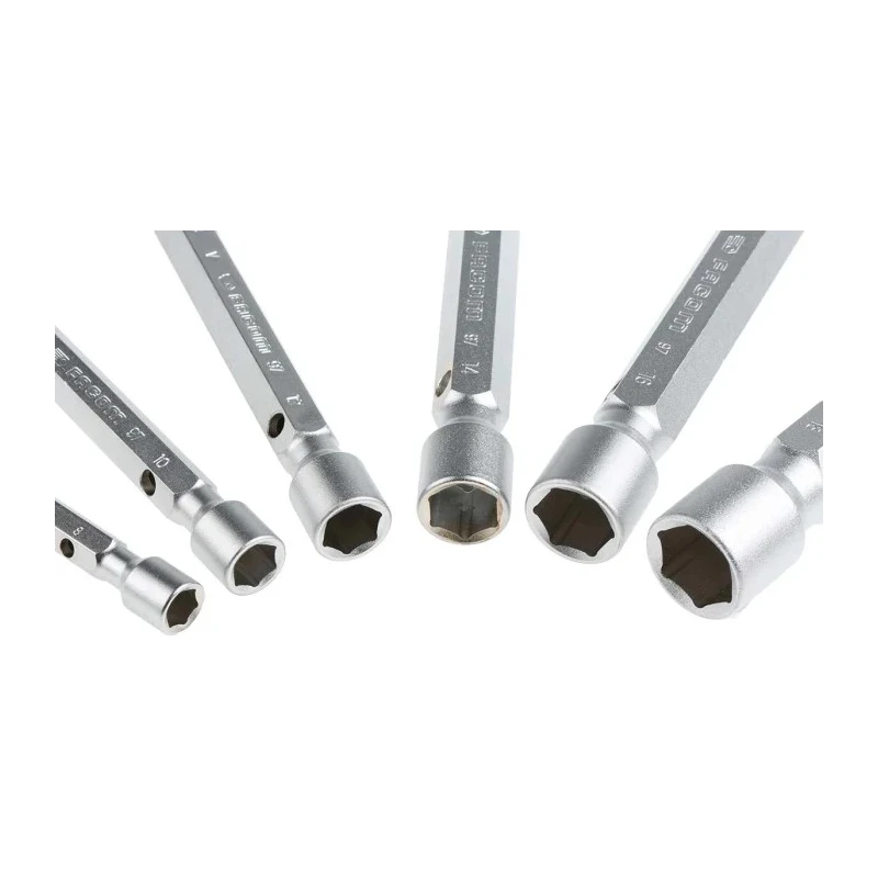 Facom 12 Piece 6-Point Double-Ended Nut Driver Set, Steel Satin Chrome Finish 97.JE6