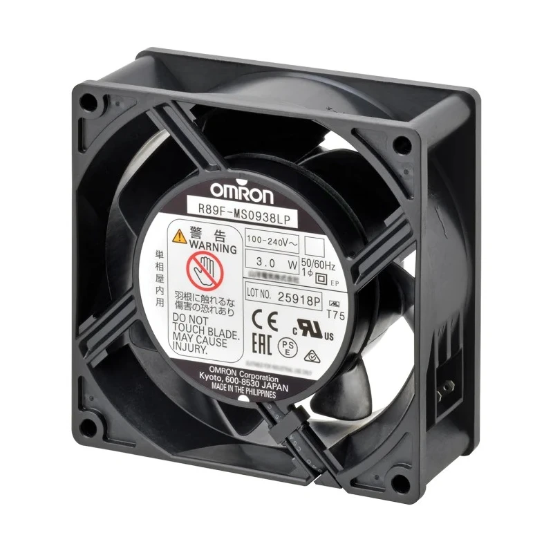 Omron R89F Series Axial Fan, 100V AC to 240V AC, 3W Power Consumption, 60mA Max Current, 1.18 m³/min Air Flow R89F-MS0938LP