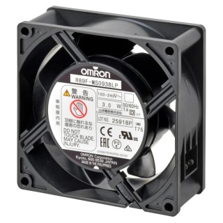 Omron R89F Series Axial Fan 100V AC, 240V AC, 1.5 m³/min Airflow, 4.5 W Power, 3850 RPM, Ball Bearing, 92 R89F-MS0938HP-S2