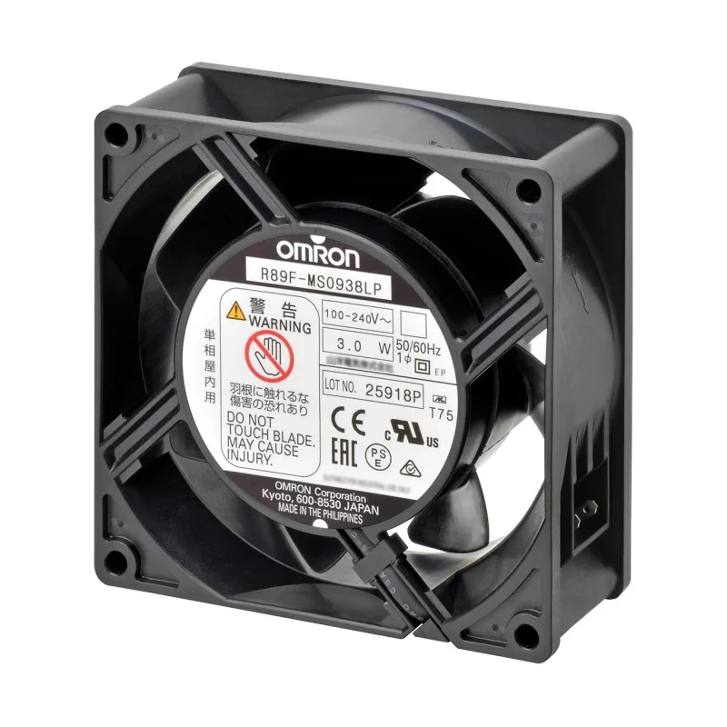 Omron R89F Series Axial Fan 100V AC, 240V AC, 1.5 m³/min Airflow, 4.5 W Power, 3850 RPM, Ball Bearing, 92 R89F-MS0938HP-S2