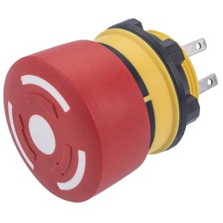 EAO 84 Series Twist Release Emergency Stop Push Button, Panel Mount, 22 mm Cutout, 1 NO/1 NC, IP67 IP65 84-5230.0020