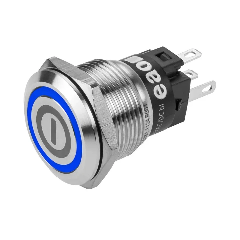 EAO 82 Series Illuminated Momentary Push Button Switch Panel Mount, 19 mm Cutout, SPDT, Blue LED, IP65 82-5151.1124.B001