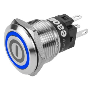 EAO 82 Series Illuminated Push Button Switch, Latching, Panel Mount, 19 mm Cutout, SPDT, Blue LED, IP65 82-5151.2123.B001