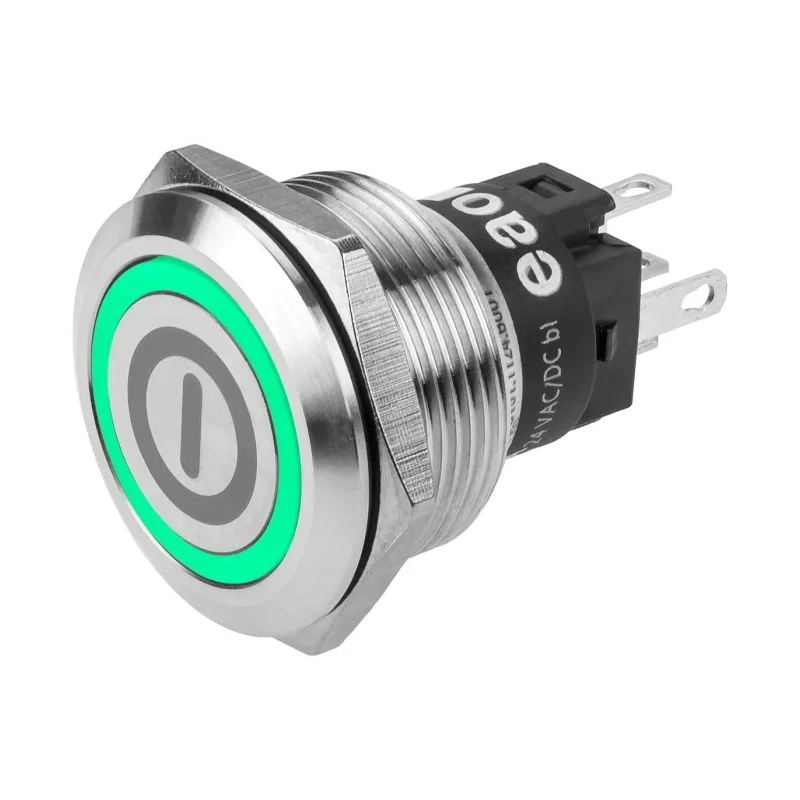EAO 82 Series Illuminated Push Button Switch Momentary Panel Mount 22.3 mm Cutout SPDT Green LED IP65 IP67 82-6151.1133.B001