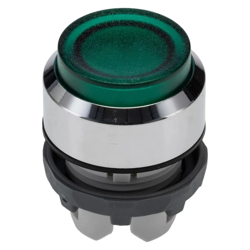 ABB MP3 Series Green Chrome Plated Metal Momentary Push Button Head 22.5 mm Cutout IP66 1SFA611102R3102