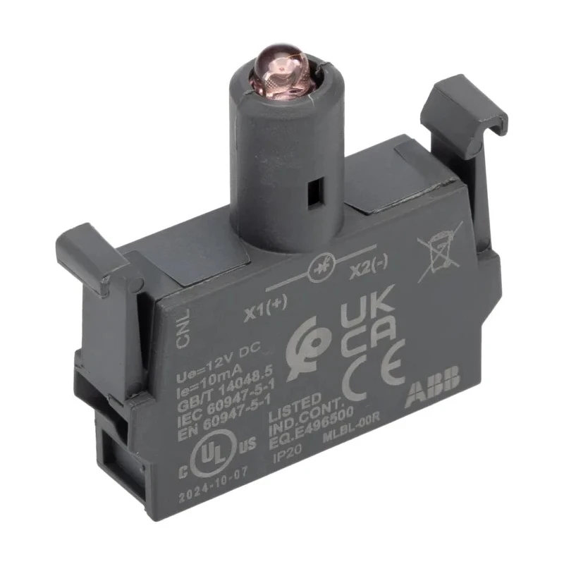 ABB MLBL Series LED Light Block 12V DC Red Illumination Screw Terminal 44x42x10 mm 1SFA611621R1001 MLBL-00R