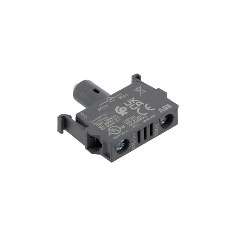 ABB MLBL Series LED Light Block 12V DC Red Illumination Screw Terminal 44x42x10 mm 1SFA611621R1001 MLBL-00R