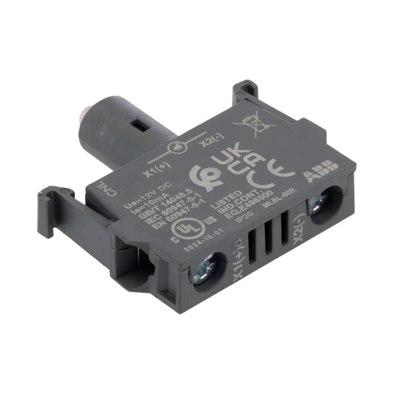 ABB MLBL Series LED Light Block 12V DC Red Illumination Screw Terminal 44x42x10 mm 1SFA611621R1001 MLBL-00R