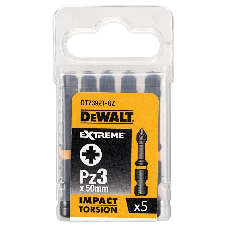 DeWALT Screwdriver Bit Set PZ3 Tip 50 mm Overall Length 5-Piece DT7392T-QZ