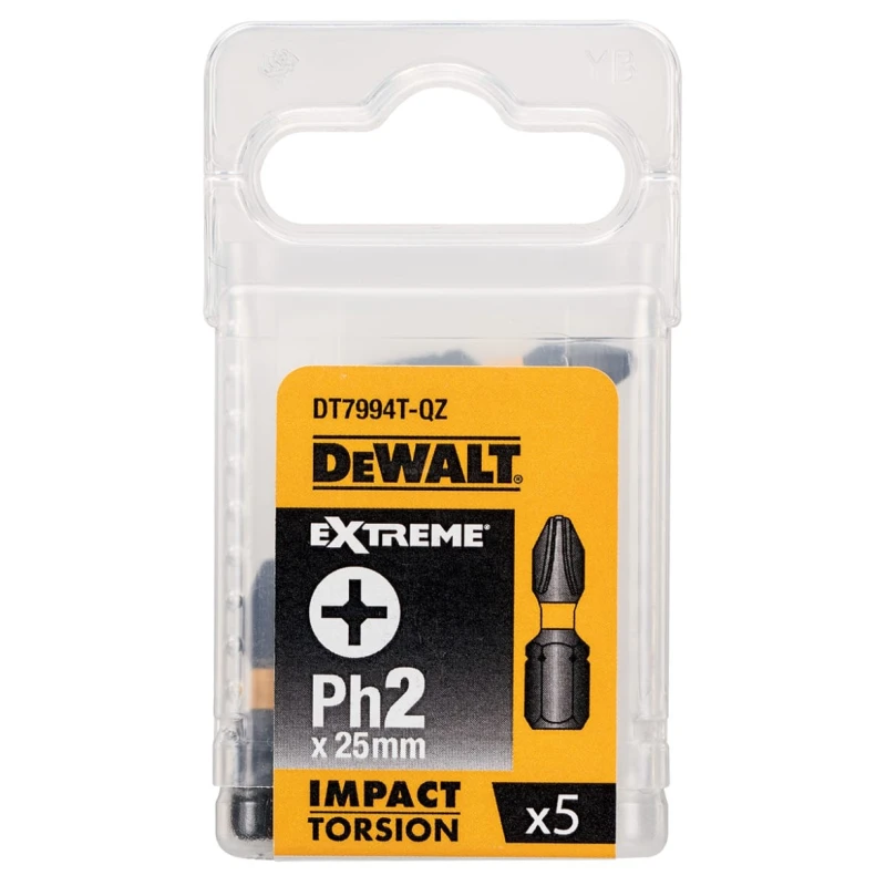 DeWALT Impact Torsion Hardened Screwdriver Bit 5-Piece Set PH2 25mm DT7994T-QZ